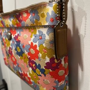 Floral Coach Leather Crossbody Bag with Matching Mirror